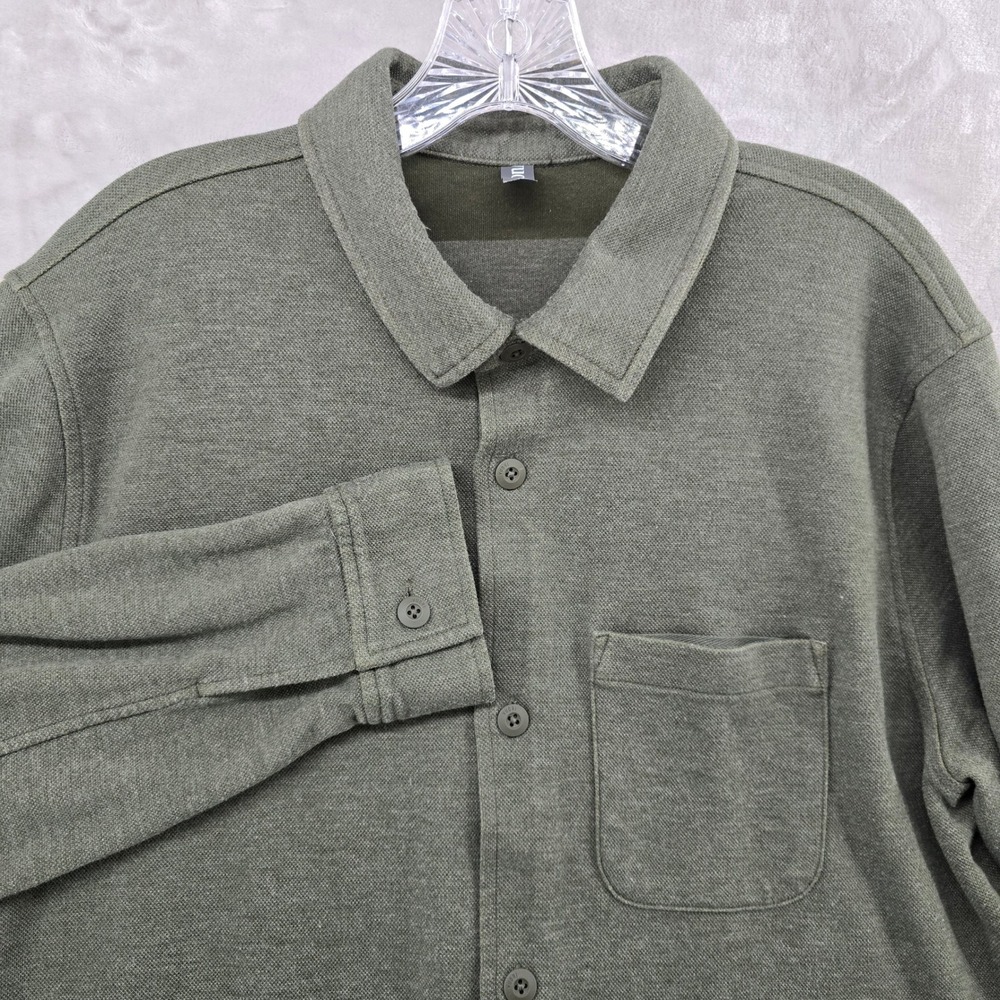 Vuori Jeffreys Overshirt Mens Large Green Long Sleeve Pique‎ Knit Performance